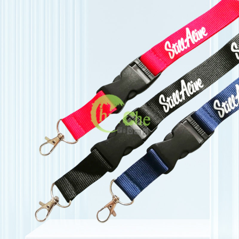 Custom lanyard with safety buckle and ID card holder